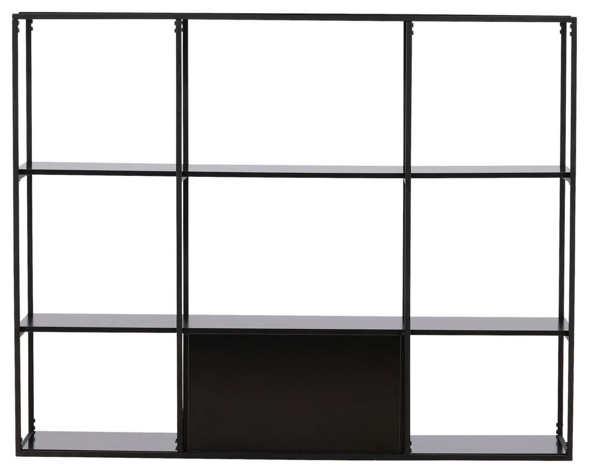 Regal Amarillo - Nussbaumfarben/Schwarz, Design, Holzwerkstoff/Metall (150/120/35cm) - Livetastic