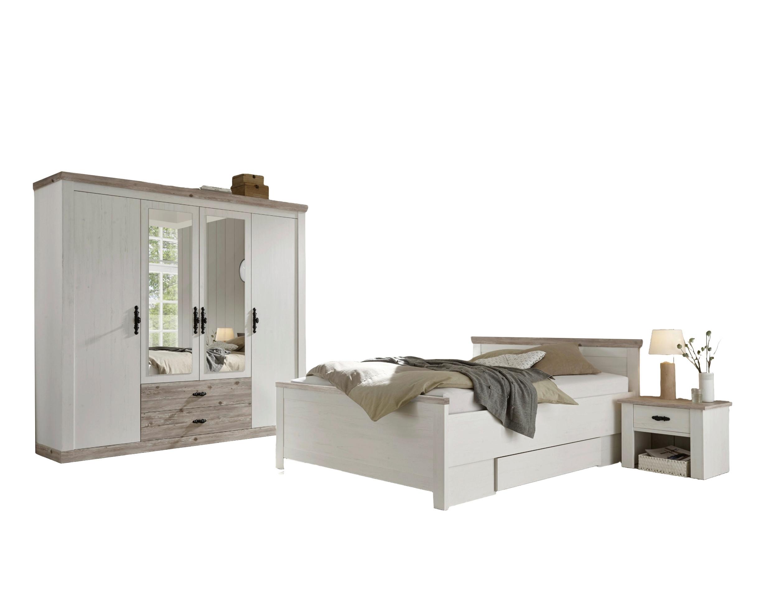 Schlafzimmer Florenz Pinienfarben/Hellbraun 4--Teilig - Hellbraun/Pinienfarben, Design, Holzwerkstoff - MID.YOU
