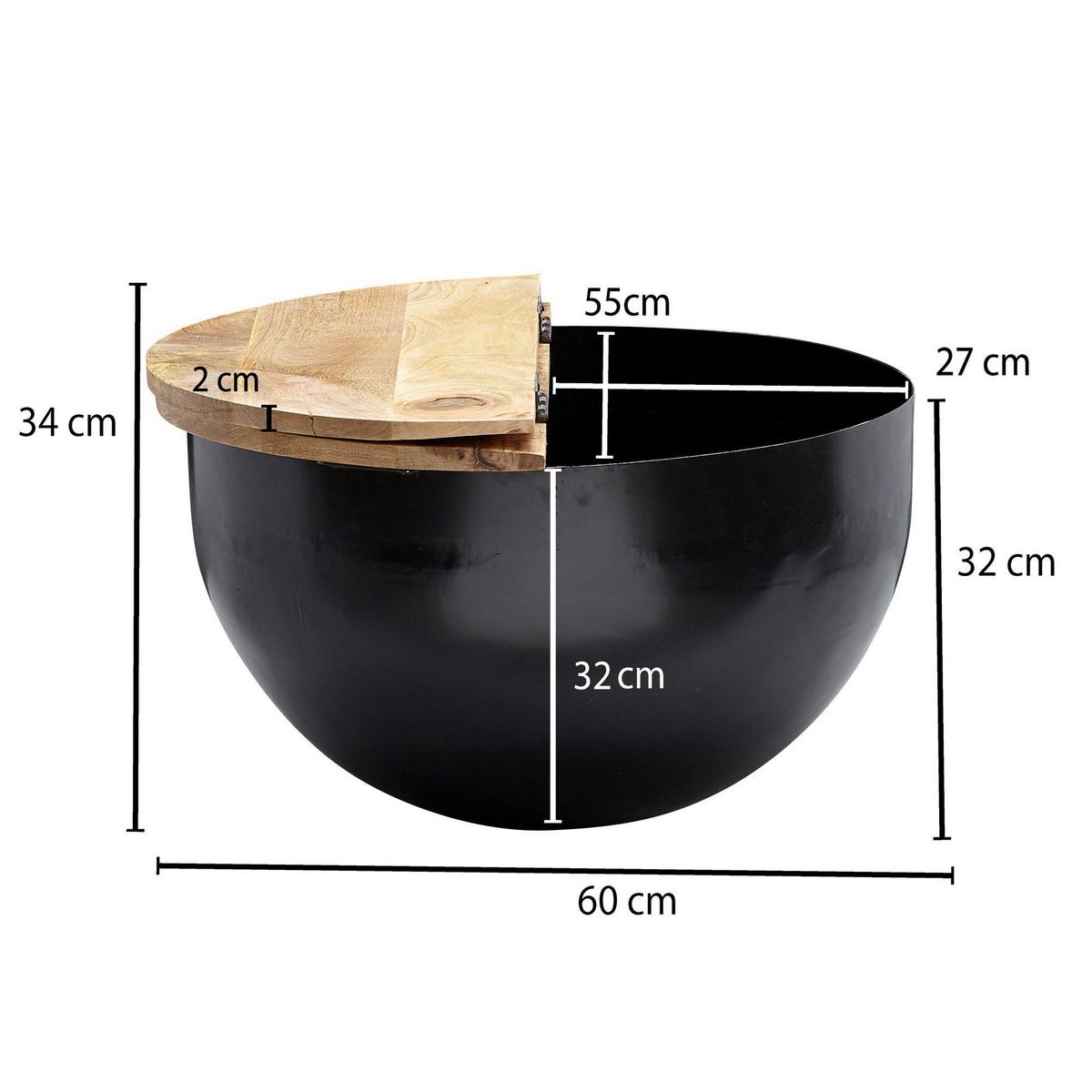 Konferenčni stůl WOHNLING mangové dřevo - černá/hnědá, Moderní, kov/dřevo (60/60/34cm) - MID.YOU