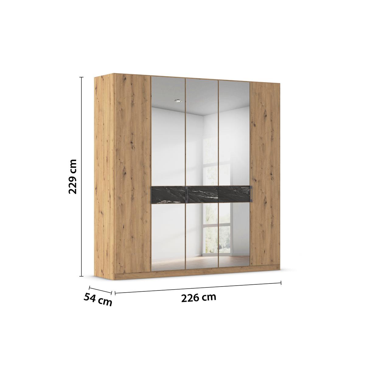 Drehtürenschrank Versity-d Eiche Artisanmarmoroptik 5trg - Silberfarben/Eiche Artisan, Trend, Holzwerkstoff (226/229/54cm) - James Wood