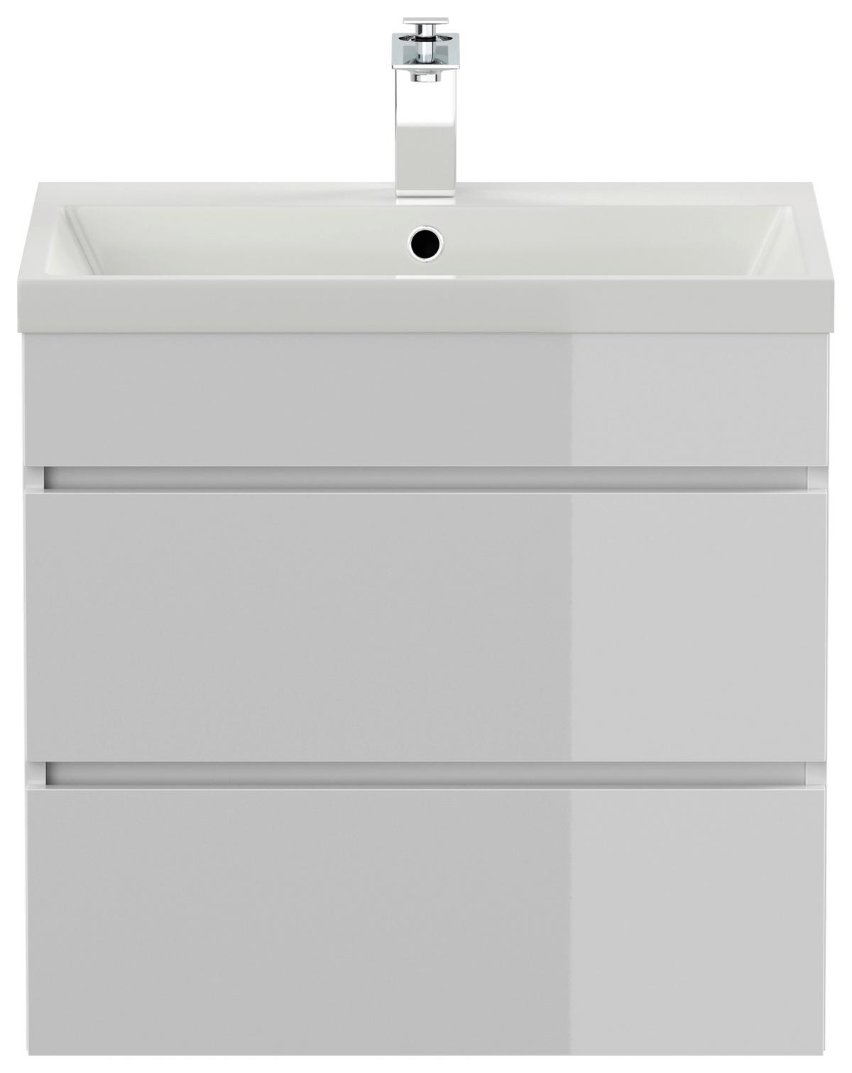 WASCHTISCHKOMBI Fellini, Weiß HG B: 60 cm - Weiß Hochglanz/Weiß, Basics, Keramik/Holzwerkstoff (60cm) - MID.YOU