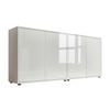 Sideboard Mailand 2 B: 158 cm Weiß - Weiß Hochglanz/Schwarz, MODERN, Holzwerkstoff (158/73/33cm) - MID.YOU