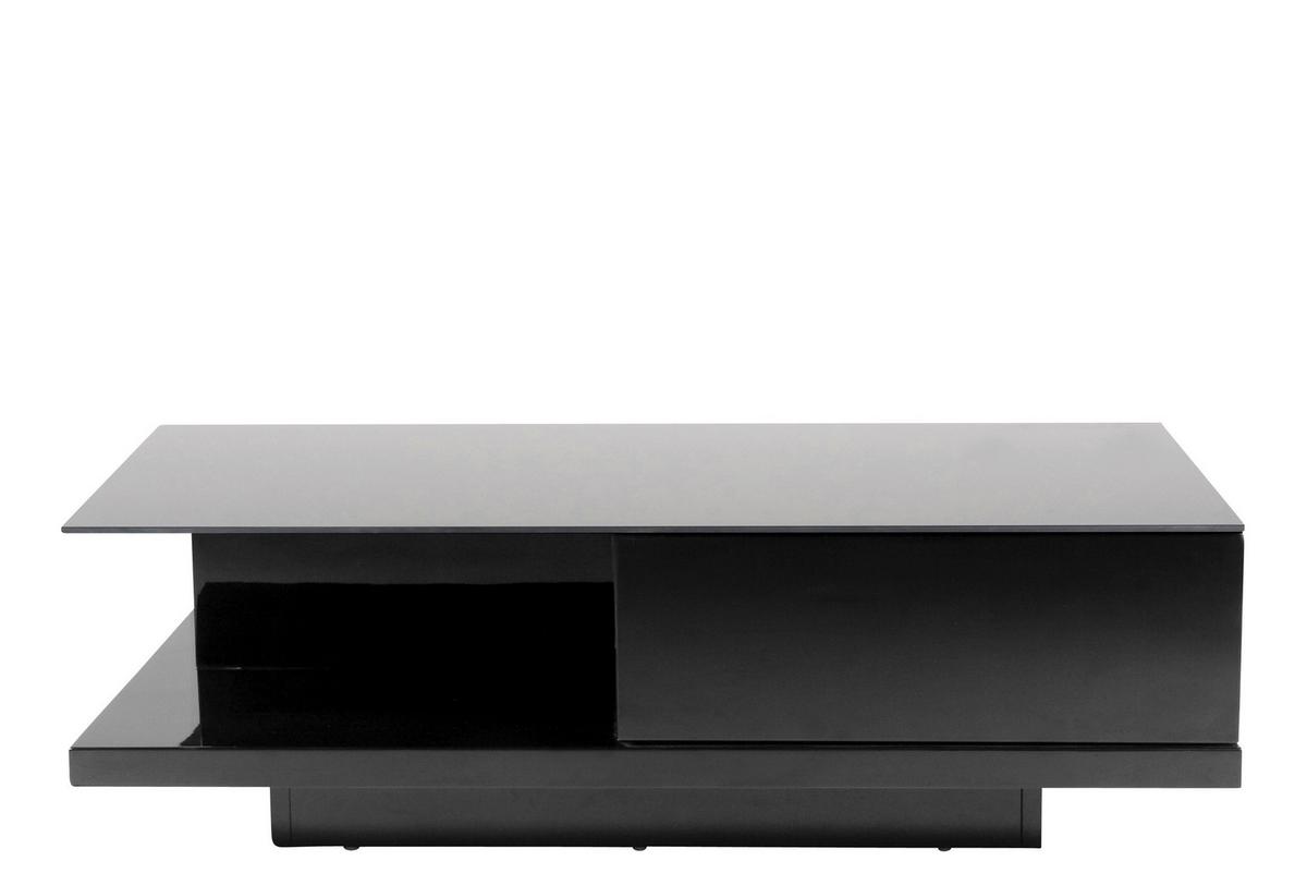 Couchtisch Schwarz Hochglanz L: 120 cm - Schwarz Hochglanz/Schwarz, Design, Glas/Holzwerkstoff (120/60/36cm) - Livetastic