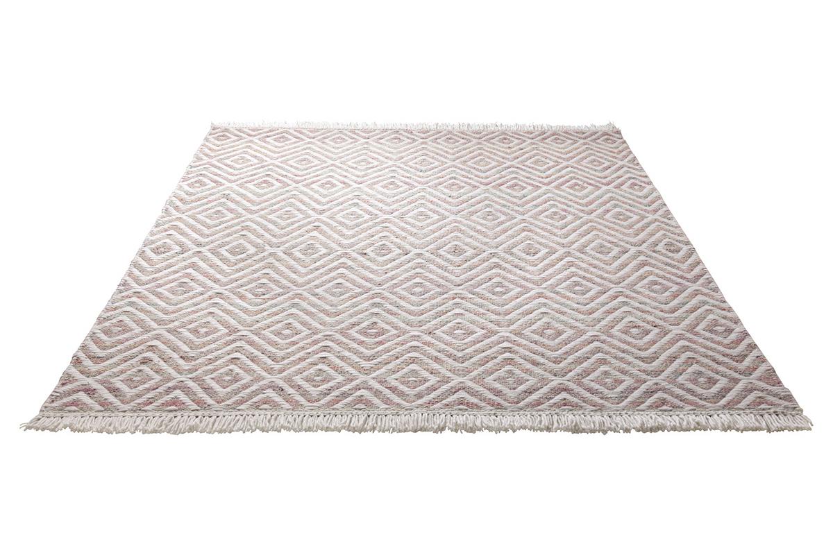 Handwebteppich Rot/weiß Wolle Vector 60x110 Cm - Rot/Weiß, KONVENTIONELL, Textil (60/110cm) - Esprit