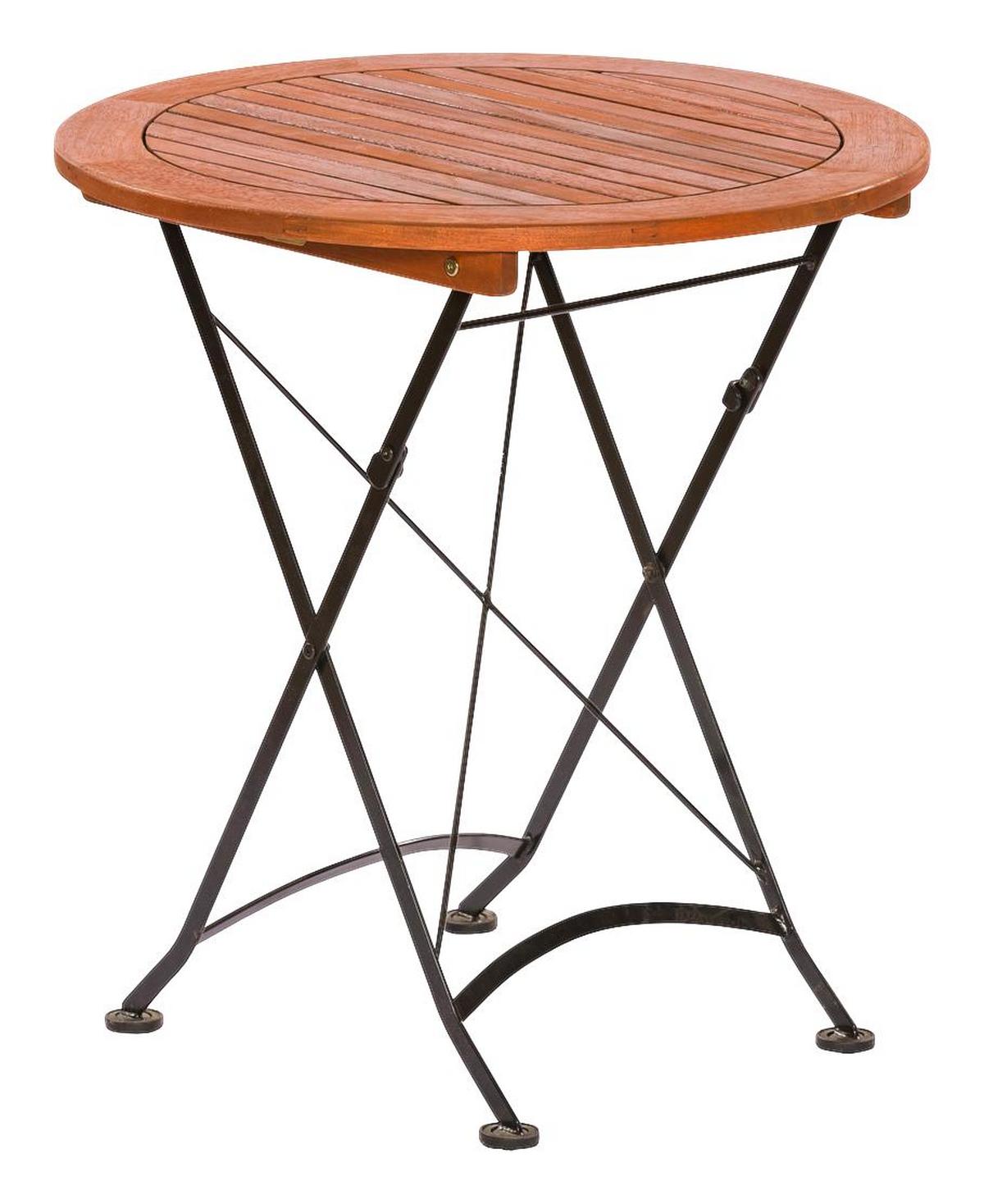 Gartenmöbel Set 3-Tlg Schlossgarten Echtholz/Metall - Schwarz/Naturfarben, ROMANTIK / LANDHAUS, Holz/Metall - Gardenson