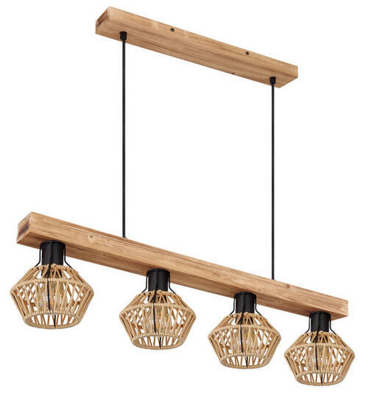 Hängeleuchte 54043-4h - Dunkelbraun/Schwarz, Natur, Naturmaterialien/Metall (80/16/120cm) - Globo