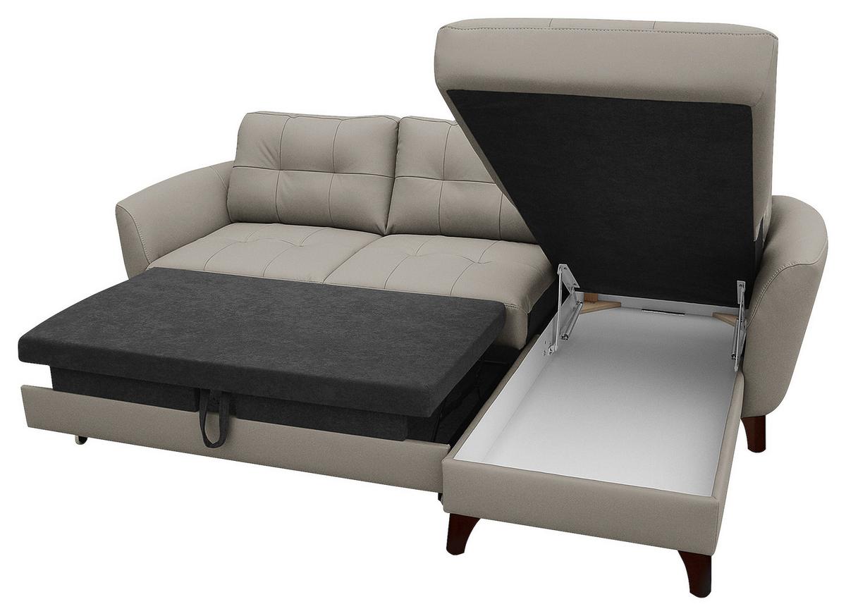 Ecksofa Nordic Plantinfarben S: 238x168 cm - Platinfarben/Buchefarben, Design, Leder/Textil (238/168cm) - Livetastic