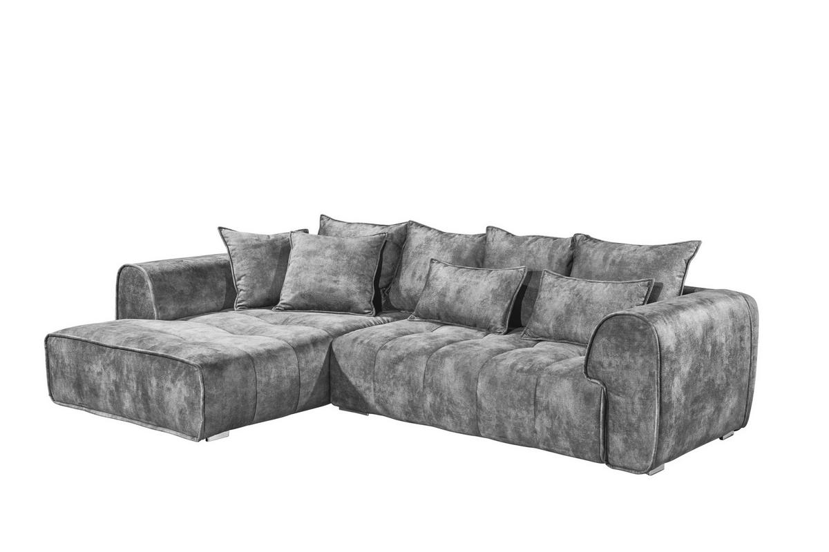 Ecksofa London Grau S: 197/320 cm - Silberfarben/Grau, MODERN, Textil (197/320cm) - MID.YOU