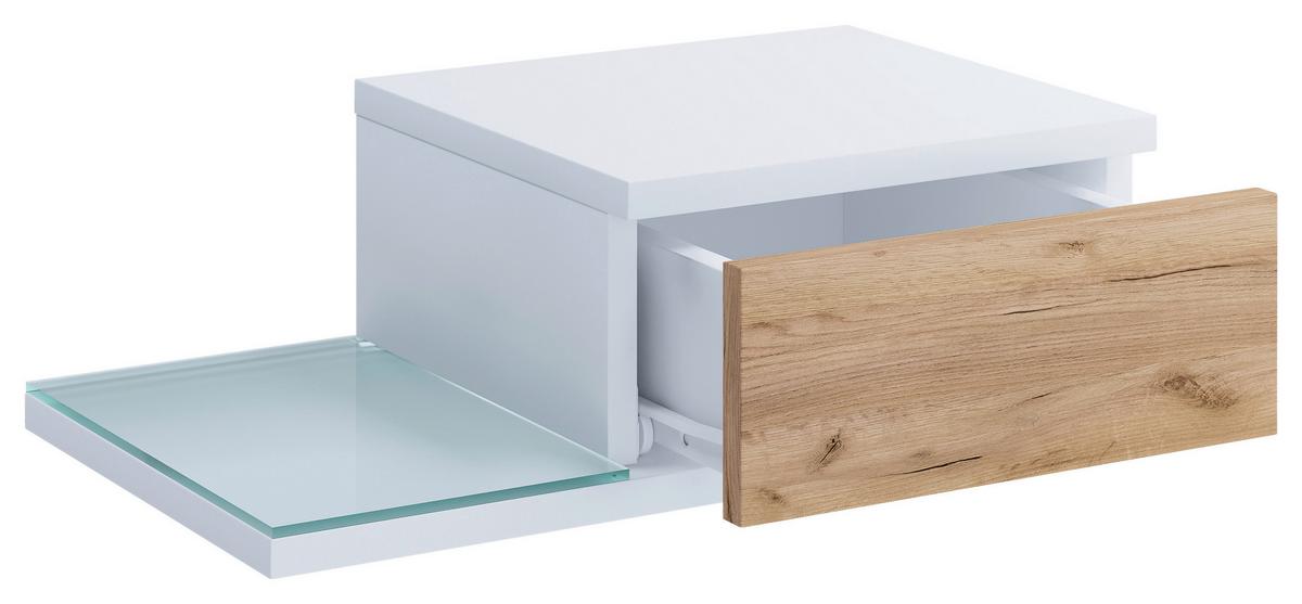 Nachkästchen Weiß, Honigeiche H: 15 Cm Konsila M - Honigeiche/Weiß, MODERN, Glas/Holzwerkstoff (48/15/28cm) - MID.YOU