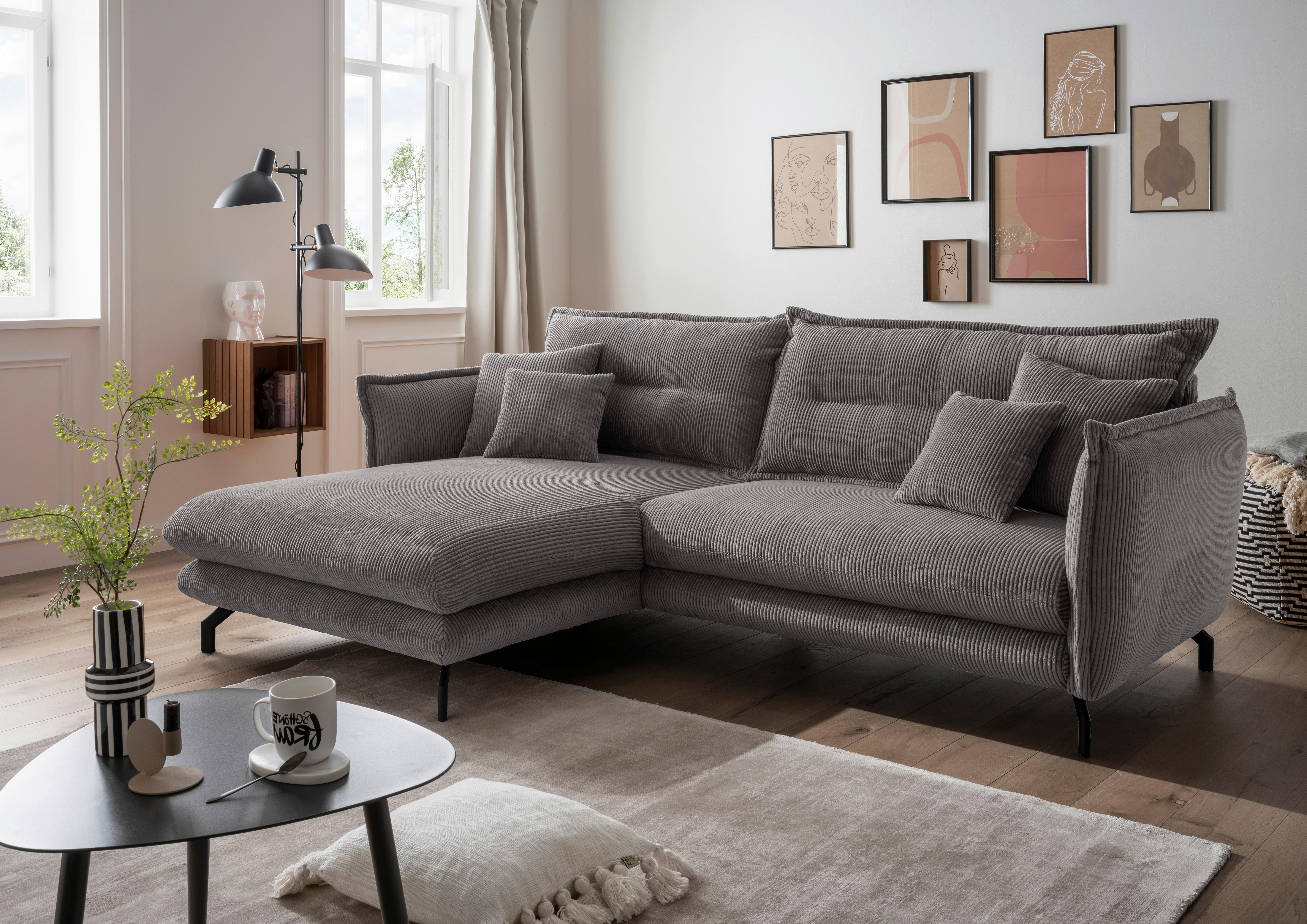 Ecksofa Lava Grau S: 180/255 cm - Schwarz/Grau, MODERN, Textil (180/255cm) - Livetastic