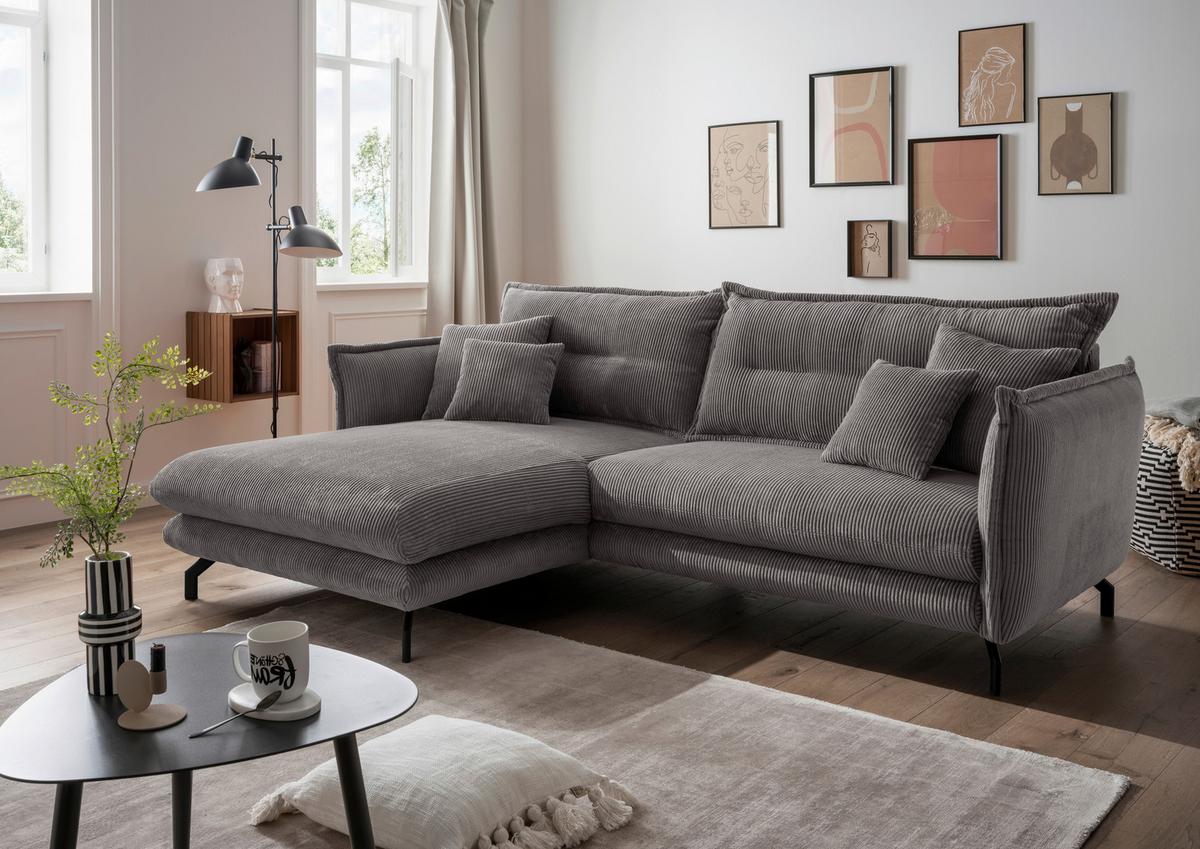 Ecksofa Lava Grau S: 180/255 Cm - Schwarz/Grau, MODERN, Textil (180/255cm) - Livetastic