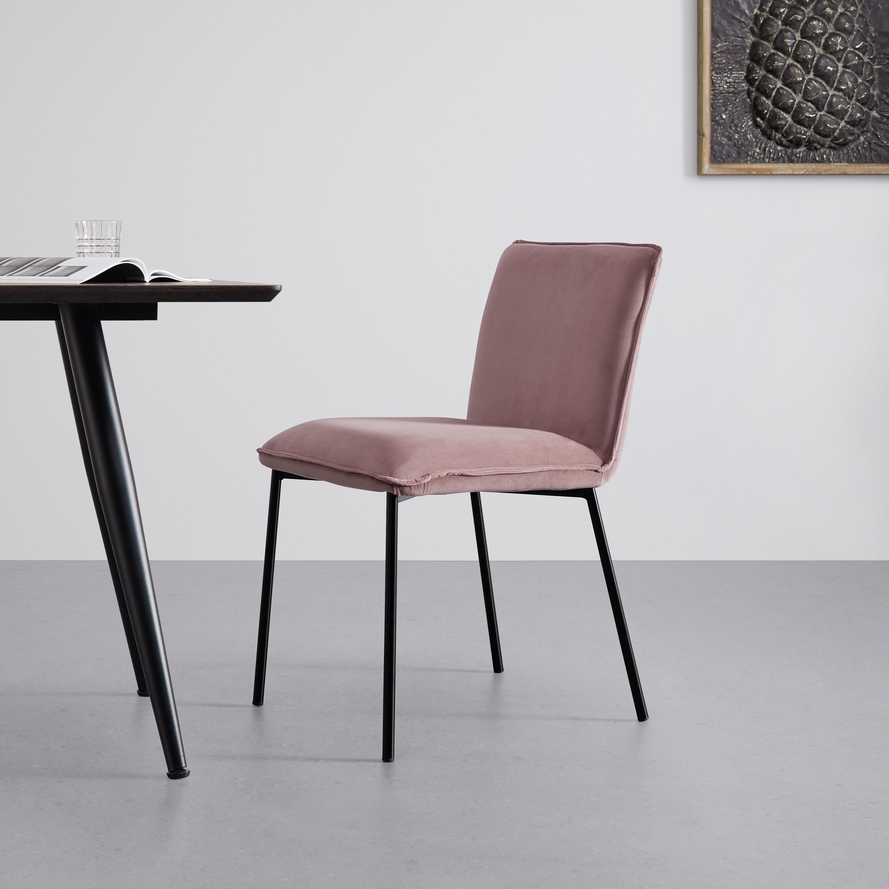 Židle DARLA růžová - růžová/černá, Moderní, kov/dřevo (49/81/55cm) - Bessagi Home