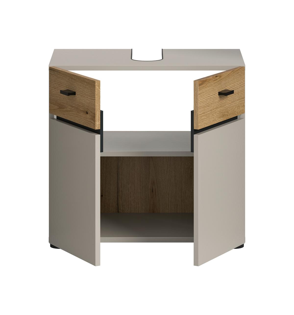 Waschbeckenunterschrank Aqua Eichefarben/Kaschmir B: 60cm - Kaschmir/Eichefarben, Trend, Holzwerkstoff (60/56/35cm) - MID.YOU