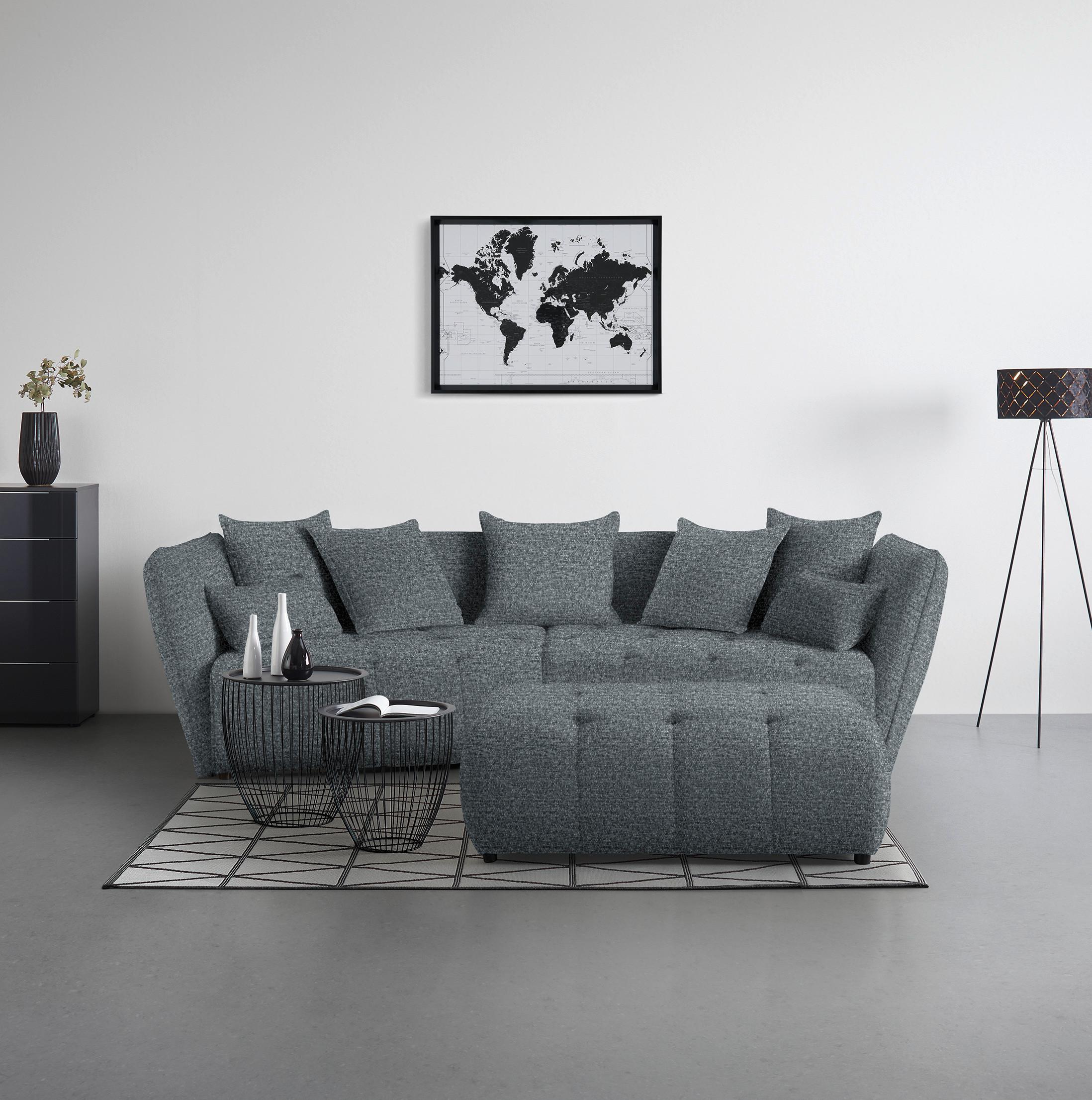 Taburet SOFI, šedá - šedá/černá, Moderní, textil (128/48/70cm) - Premium Living