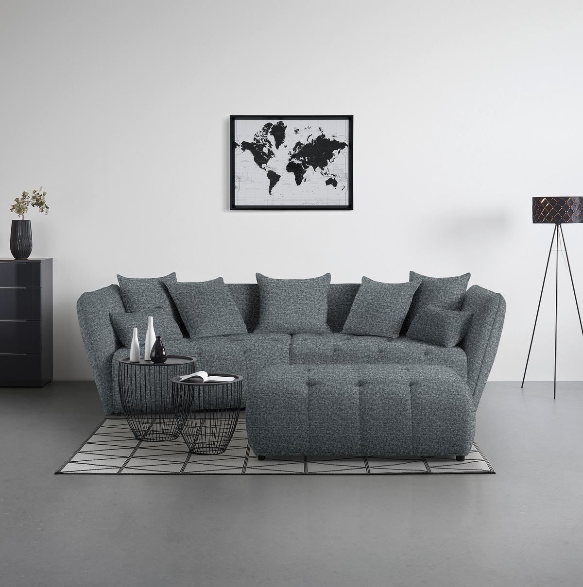 Taburet SOFI, šedá - šedá/černá, Moderní, textil (128/48/70cm) - Premium Living