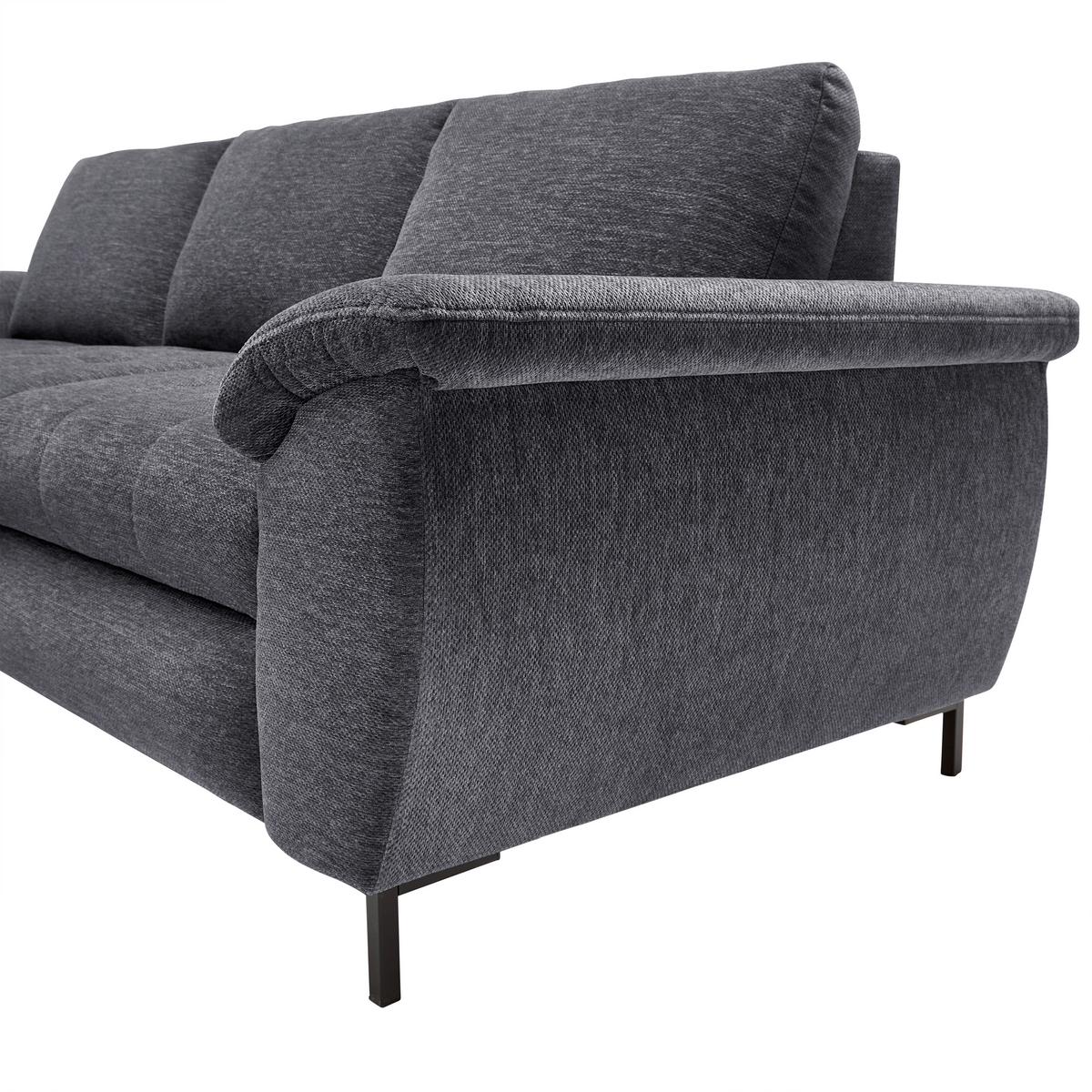 Rohová sedačka FOCUS L, ľavá, sivá ženilka - čierna/sivá, Konventionell, drevo/textil (167/256cm) - Based