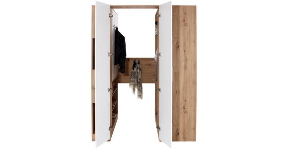 Eckschrank Begehbar mit Regal 120cm Box, Eiche Dekor/Weiß - Eichefarben/Weiß, MODERN, Holzwerkstoff (120/205/150cm) - Ondega