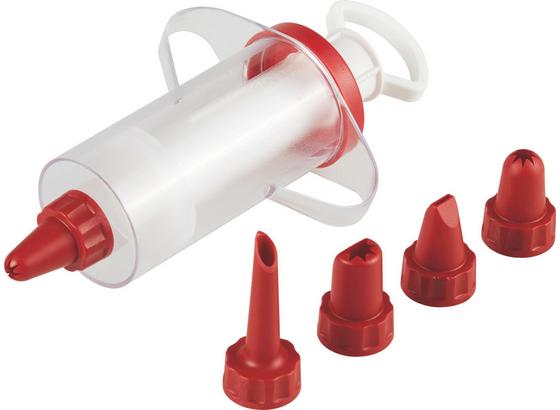 Garnierspritze Candy mit 6 Tüllen - Klar/Rot, KONVENTIONELL, Kunststoff (13cm) - Fackelmann Garnierspritze Candy mit 6 Tüllen - Klar/Rot, KONVENTIONELL, Kunststoff (13cm) - Fackelmann