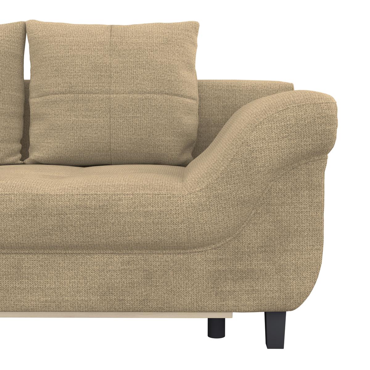 Ecksofa mit Schlaffunktion Mendoza New Chenille 309x197cm - Beige/Schwarz, KONVENTIONELL, Textil (197/309cm) - Ondega