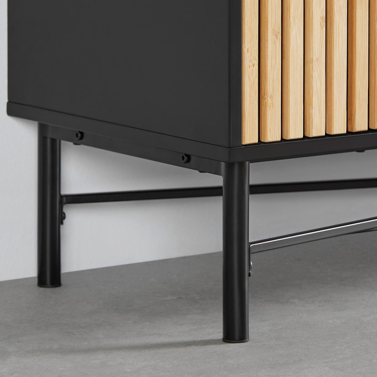TV komoda MADRID - černá/barvy dubu, Moderní, kov/dřevo (143/60/40cm) - Mömax