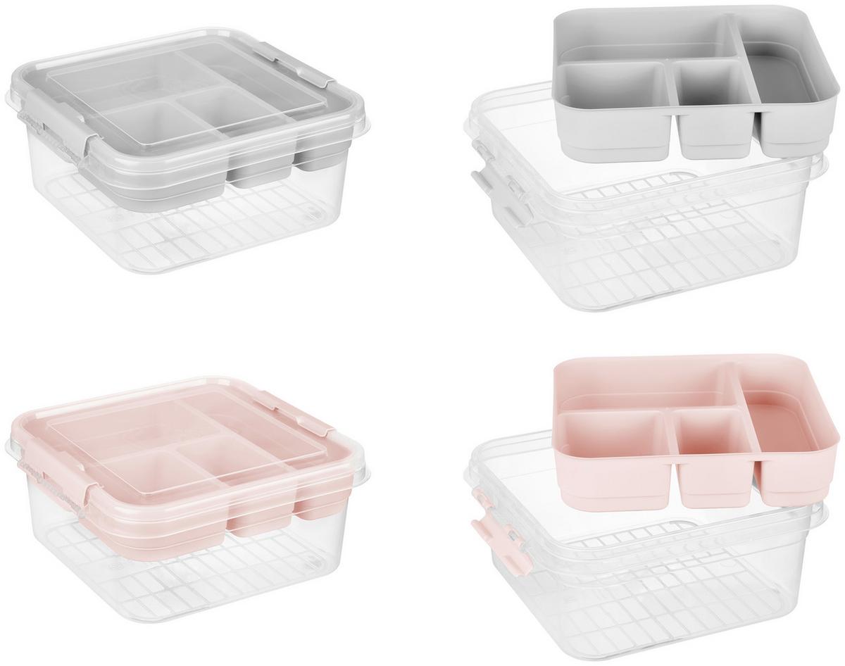 Doboz Tetővel Chalisa - szürke/zöld, Basics, műanyag (25/26/11cm) - Homezone