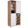 Regal Mit Schrankteilen Box B 98cm, Eiche Dekor/weiß - Eichefarben/Alufarben, MODERN, Holzwerkstoff (98/205/40cm) - Ondega