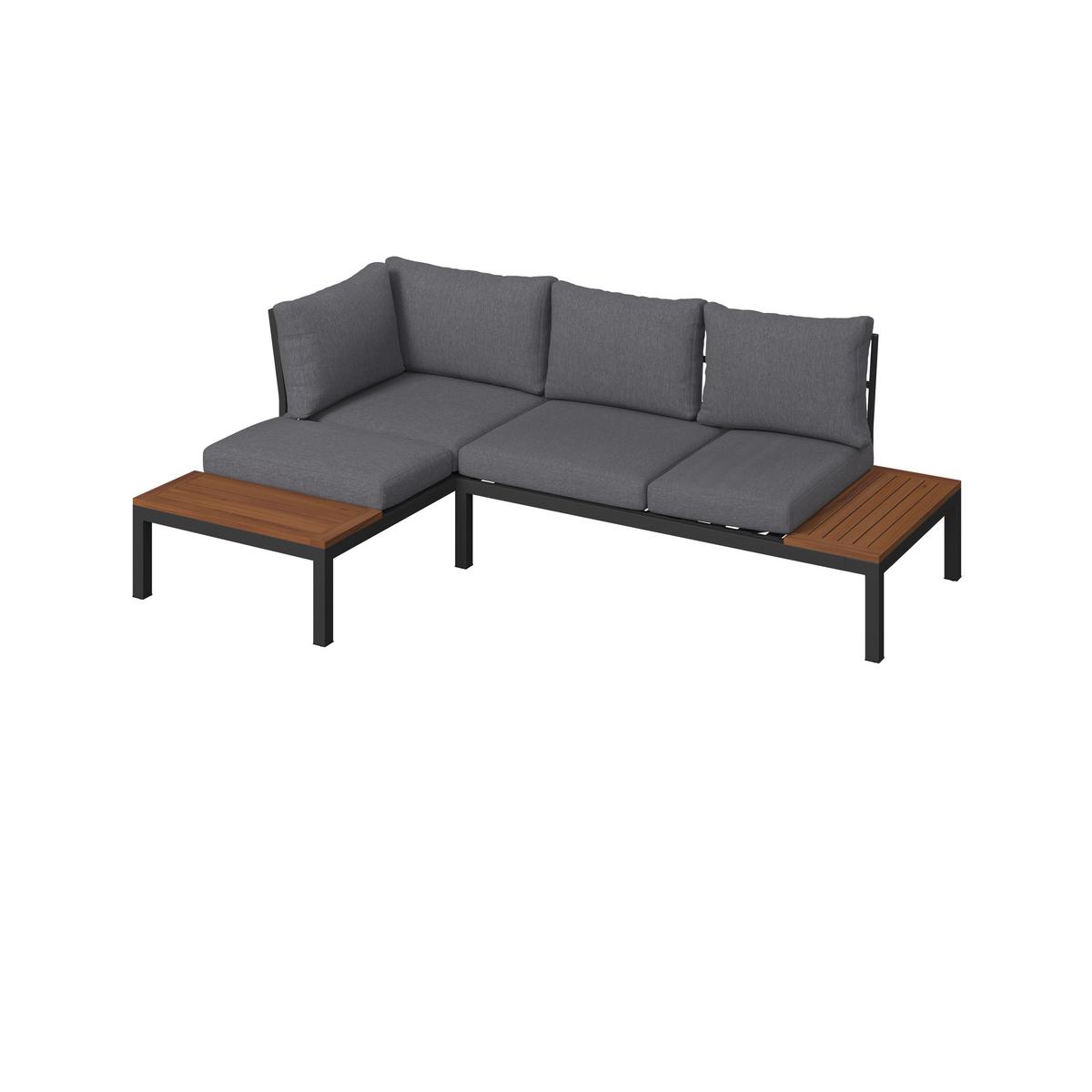 Loungegarnitur Rimini - Dunkelgrau/Weiß, MODERN, Holz/Textil (143/208,5cm) - Beldano