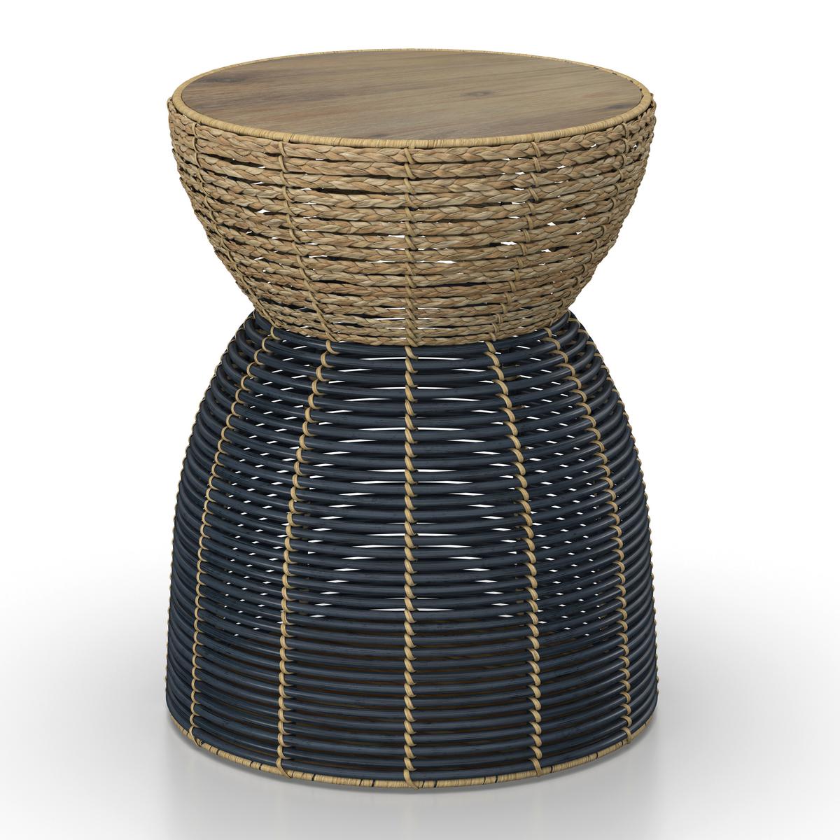 ZAHRADNÍ ODKLÁDACÍ STOLEK NOELIA - černá/přírodní barvy, Moderní, kov/dřevo (45/55/45cm) - Bessagi Garden