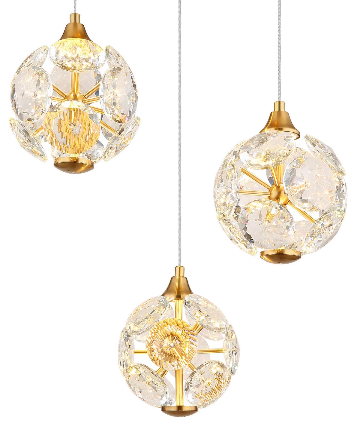 Led-hängeleuchte Virina D:42cm Klar Goldfarben Transparent - Klar/Transparent, KONVENTIONELL, Glas/Kunststoff (42/15cm) - Globo