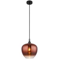 HÄNGELEUCHTE 15548HG - Schwarz/Kupferfarben, Design, Glas/Metall (24/24/120cm) - Globo
