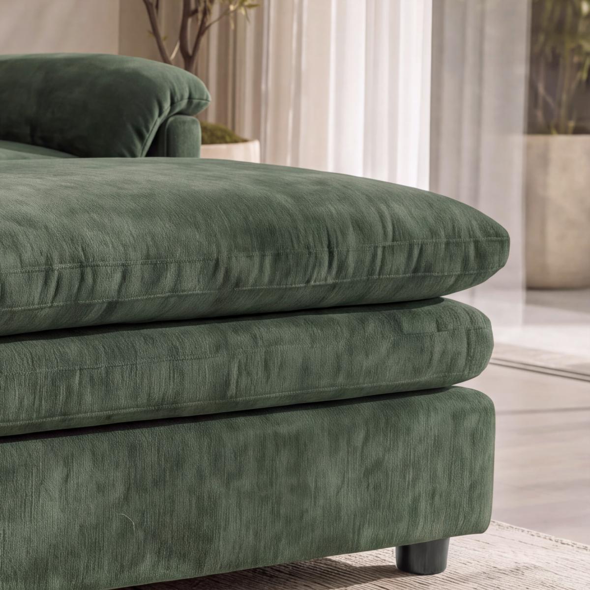 2-dielna súprava ALESSIA, zelená ženilka, max. 360 kg - čierna/zelená, Modern, drevo/textil (188/137cm) - Bessagi Home