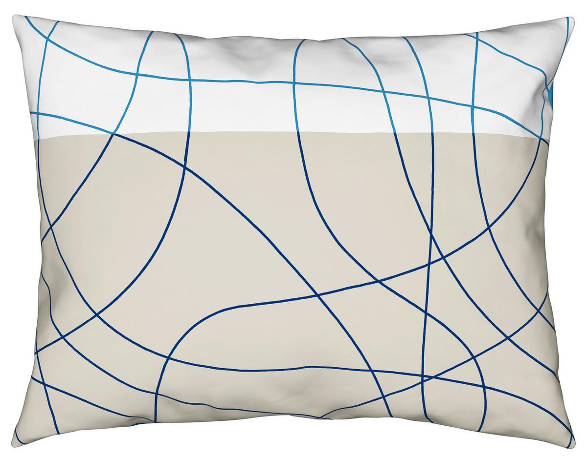 Cretonne Bettwäsche 140x200 cm Julia Baumwolle Blau/Weiß/Grau - Blau/Weiß, MODERN, Textil - Luca Bessoni