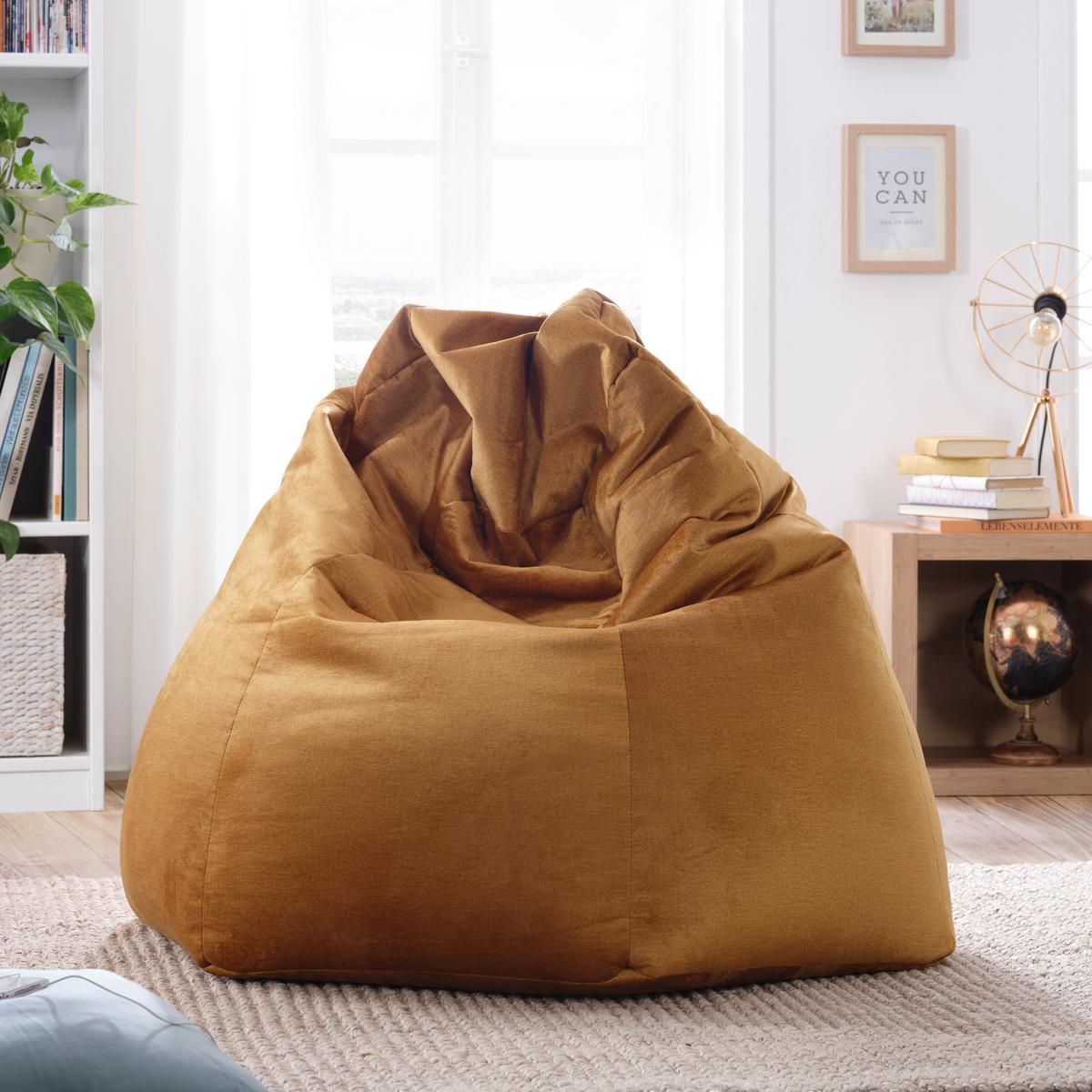 Sedací vak VERONA, hořčicová žlutá - antracitová/žlutá, textil (90/105/90cm) - Modern Living