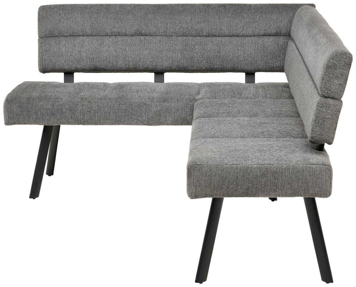 Eckbank Paros Anthrazit, S: 150x190 Cm - Anthrazit/Schwarz, KONVENTIONELL, Textil/Metall (150/190cm) - MID.YOU