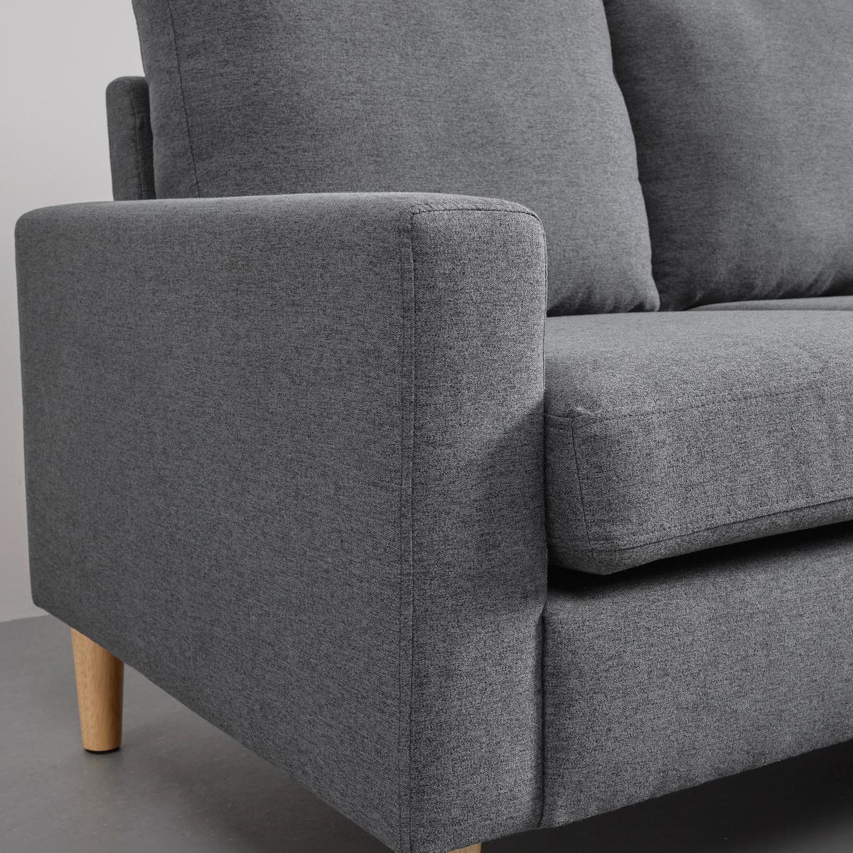 Tmavosivá rohová pohovka s taburetom Noemie - sivá/prírodná farba, Modern, drevo/textil (198/86/78-135cm) - Bessagi Home