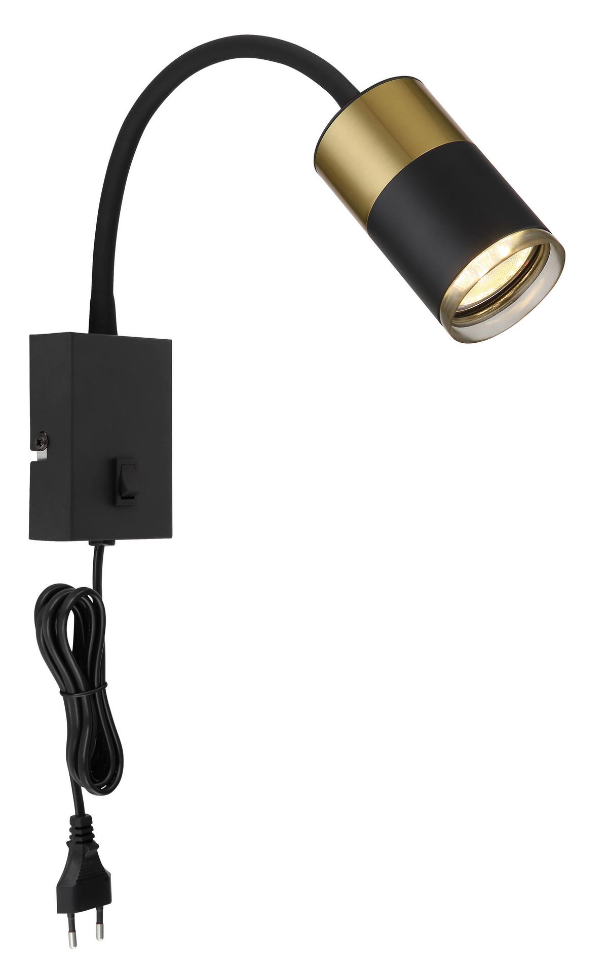 Wandleuchte 57850w - Schwarz/Grau, Design, Kunststoff/Metall (7/43cm) - Globo