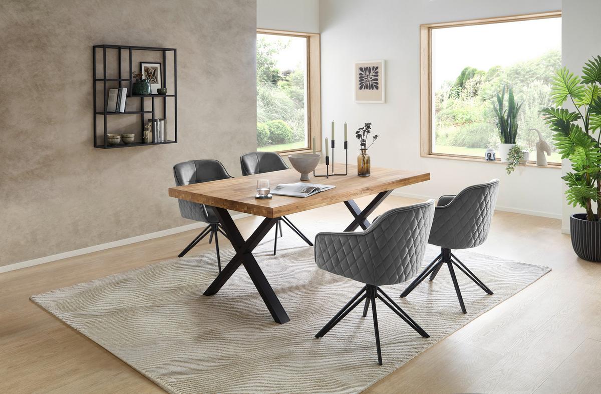 Esstisch Chris X 180x76x100 Cm Eiche/schwarz - Eichefarben/Schwarz, MODERN, Holz/Metall (180/100/76cm) - Livetastic