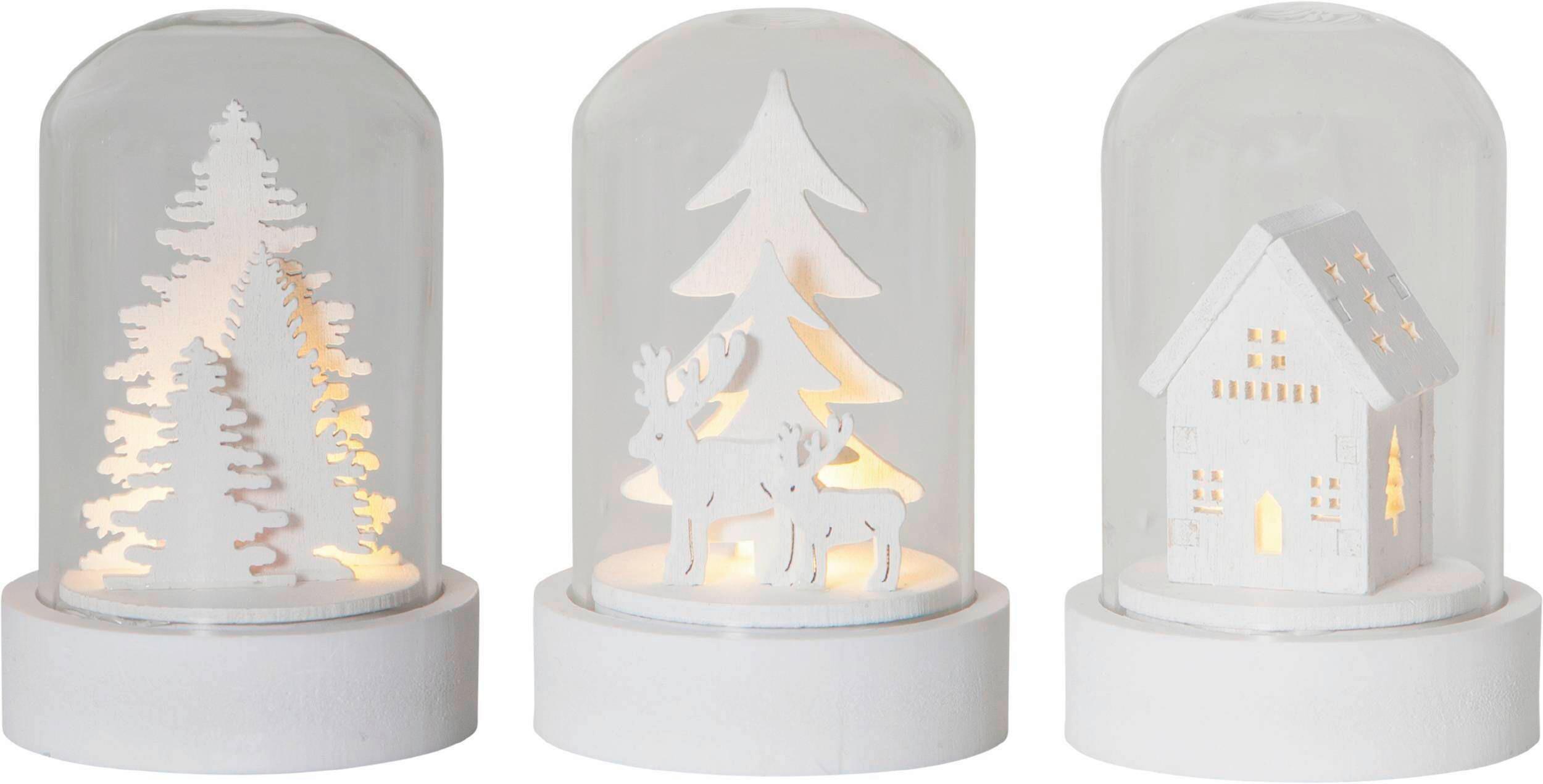Led-dekoleuchte 064-90 Domes - Klar/Weiß, Basics, Glas/Holz (5,5/8,5cm) - Eglo