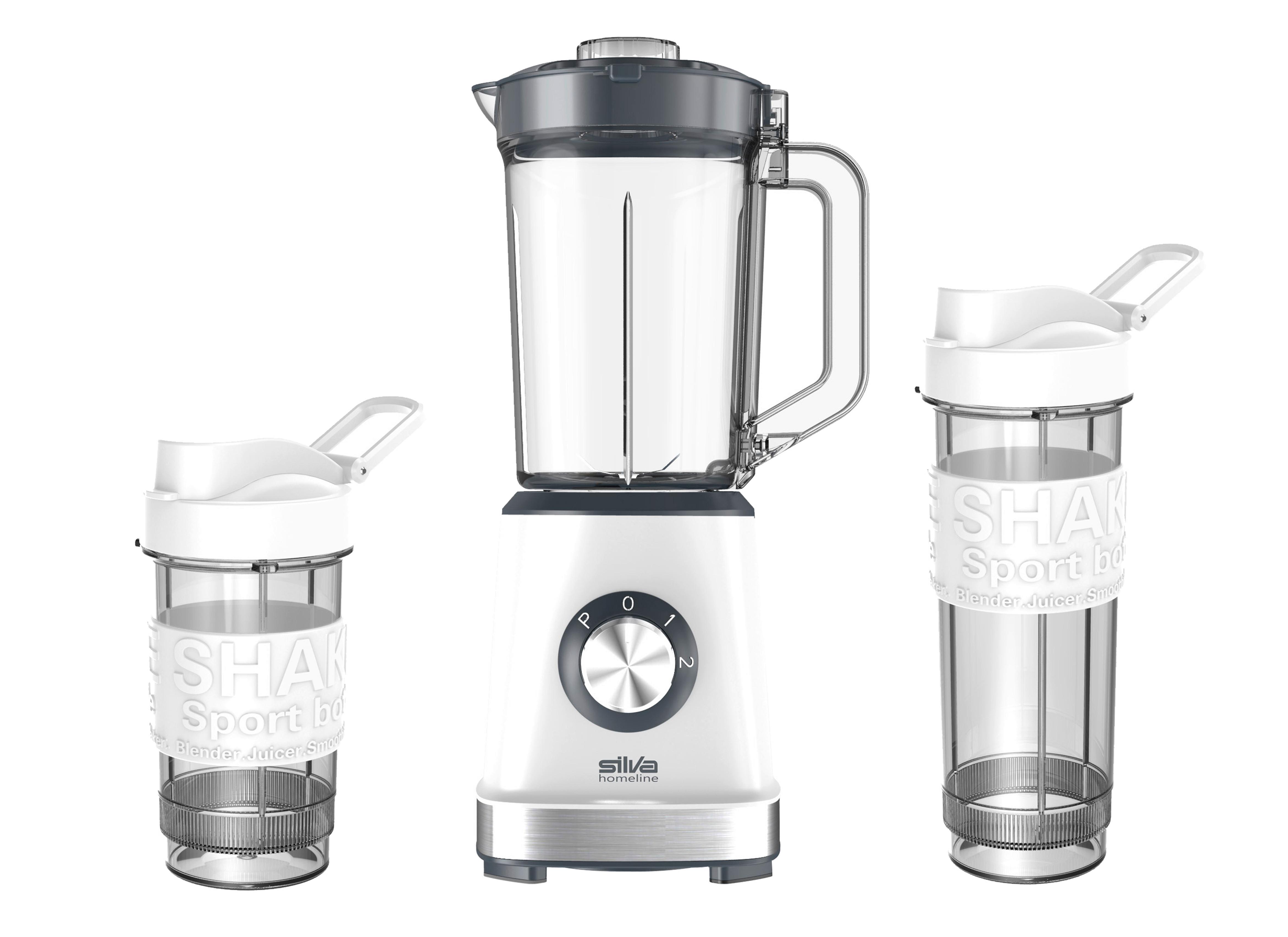 Standmixer Smooth 500 W 1,5 L + Behälter - Edelstahlfarben/Schwarz, Kunststoff (18/37,5/15,3cm) - Silva Homeline