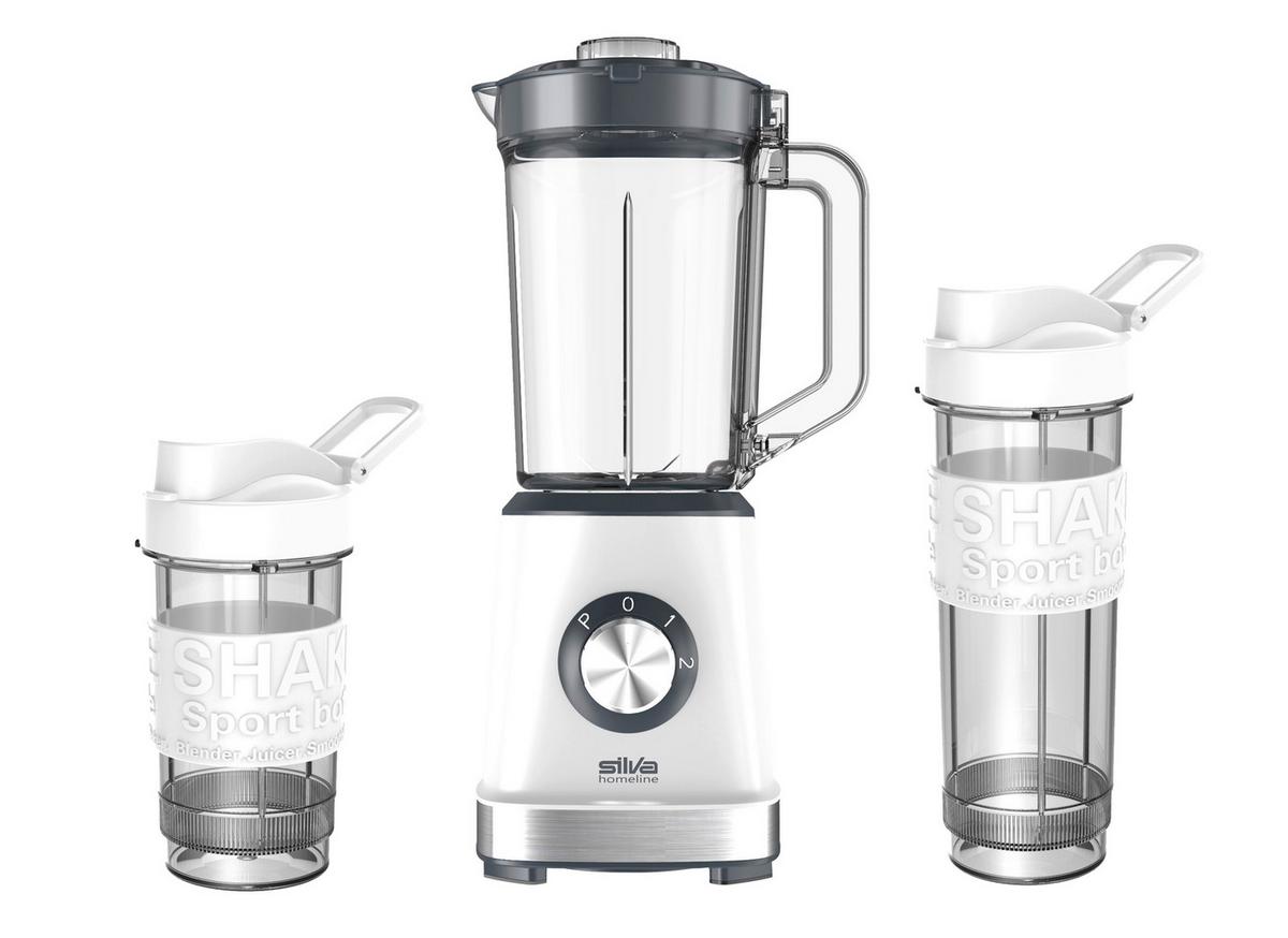 Standmixer Smooth 500 W 1,5 L + Behälter - Edelstahlfarben/Schwarz, Kunststoff (18/37,5/15,3cm) - Silva Homeline