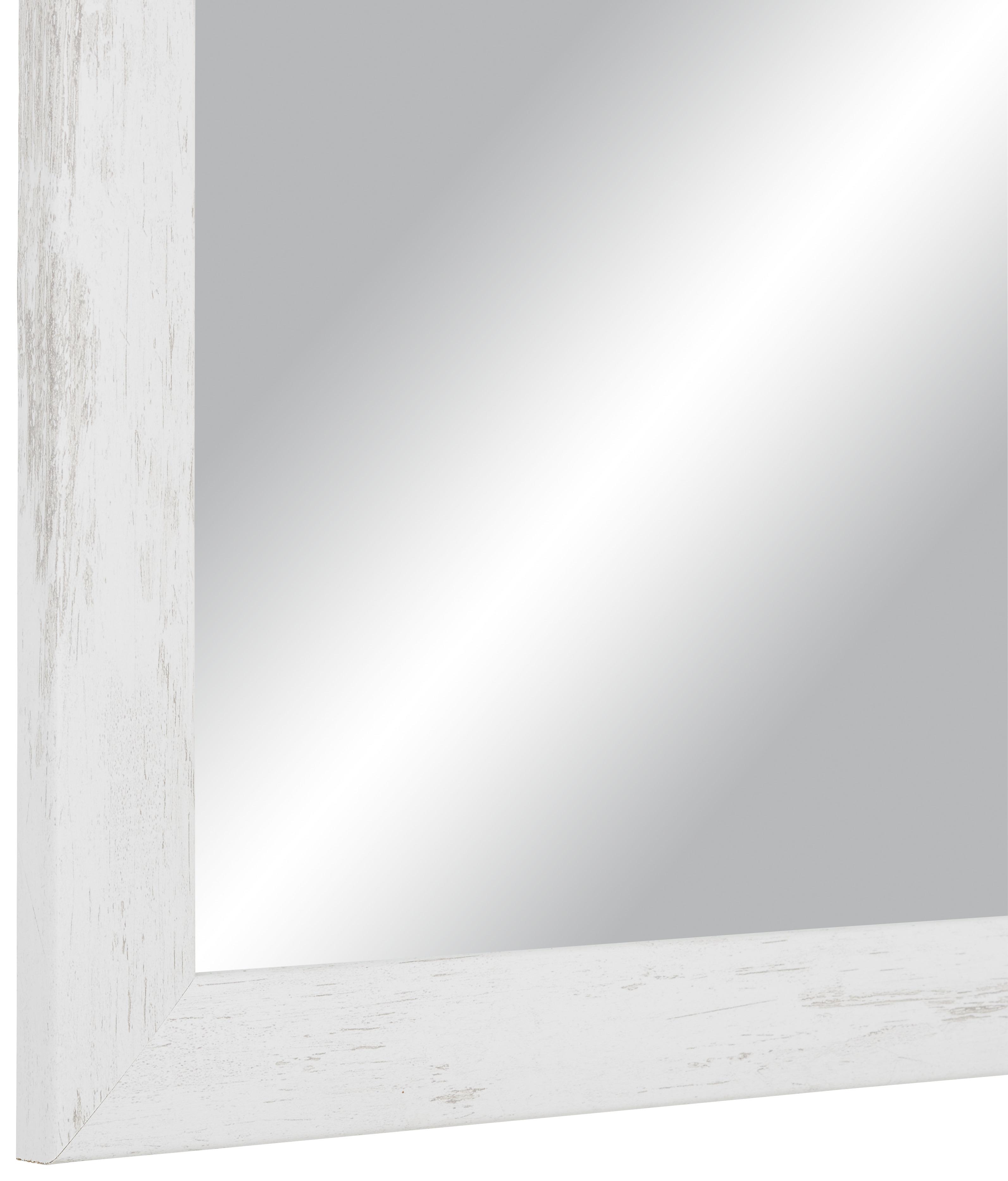 Nástěnné Zrcadlo Old-White-Heavy - bílá/hnědá, Romantický / Rustikální, kompozitní dřevo/sklo (50/70cm) - Modern Living