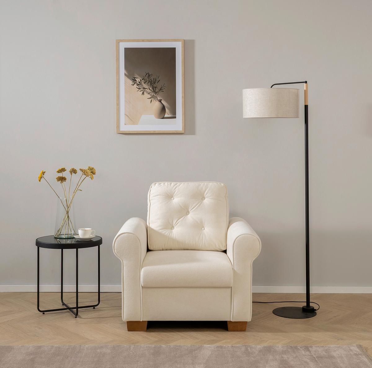 Sessel Arles, Creme 10 B: 93 Cm - Buchefarben/Creme, Design, Textil (93/89/82cm) - MID.YOU