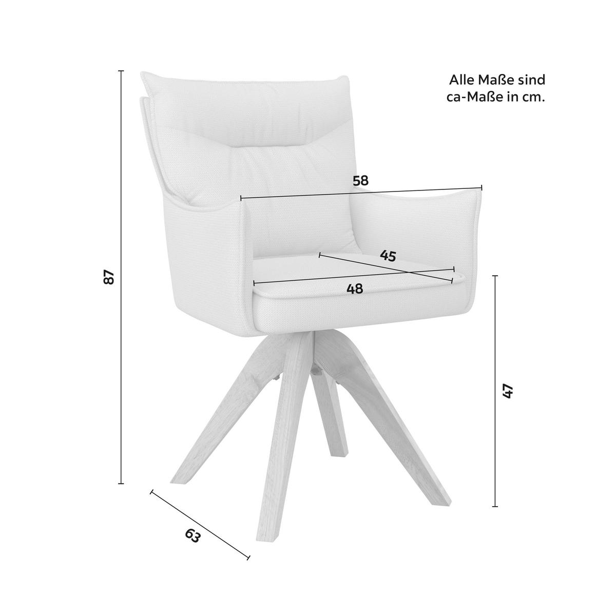 STOLIČKA S PODRÚČKAMI LORELEI - prírodná farba/svetlosivá, Modern, drevo/textil (58/87/63cm) - Bessagi Home