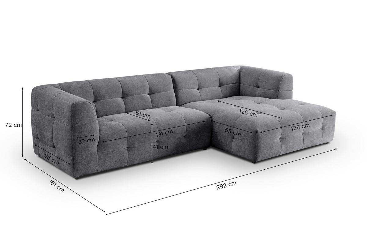 Ecksofa Tenso Grau S: 292x161cm - Beige/Schwarz, Basics, Holz/Textil (292/161cm) - MID.YOU