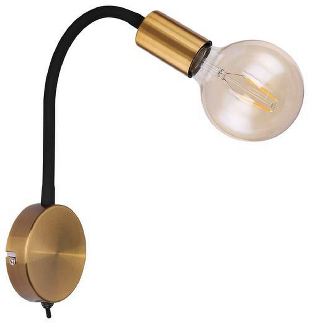 Wandleuchte Eddy 1-Flammig Mit Flexarm - Goldfarben/Schwarz, Basics, Metall (30/43cm) - Globo