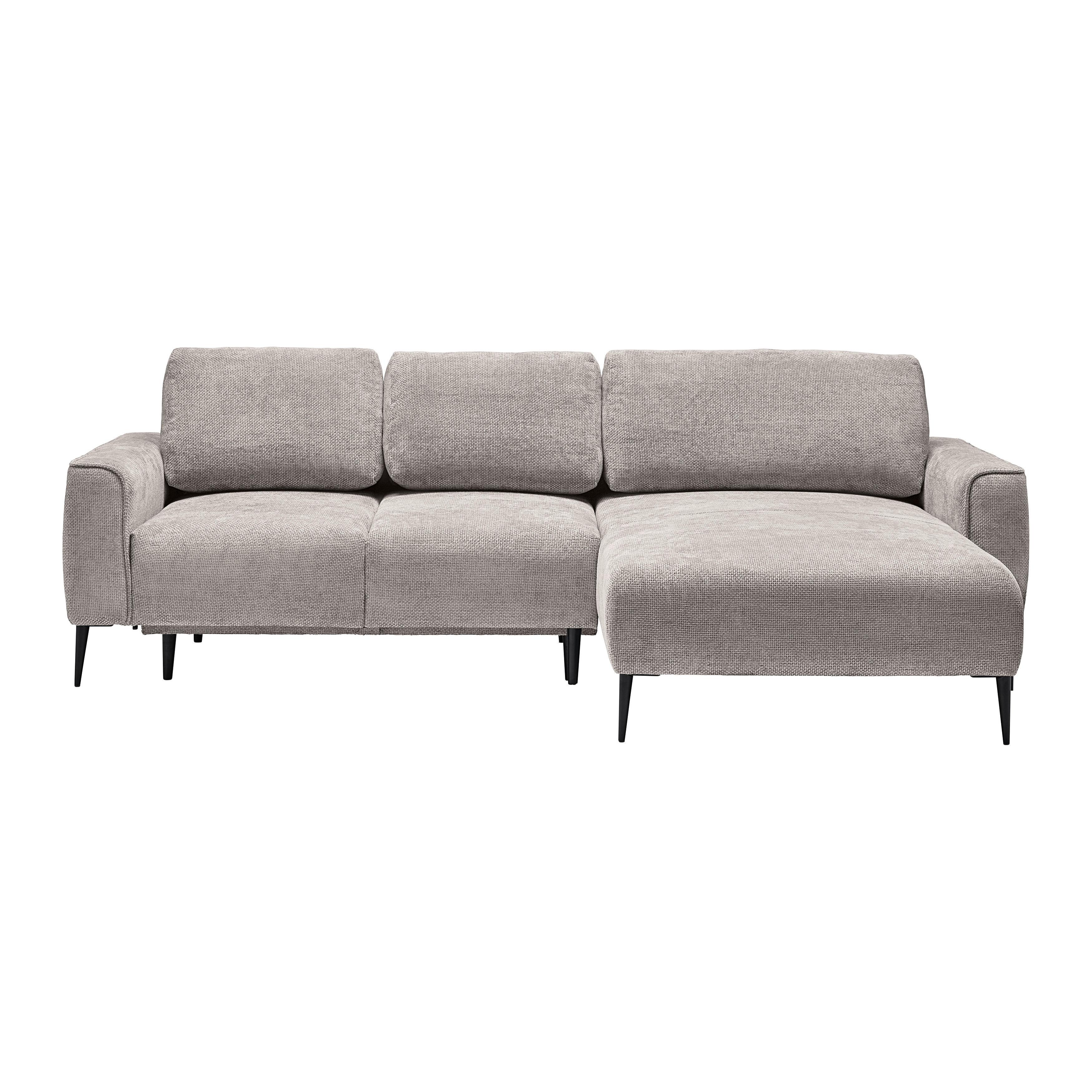 Rohová sedačka CUSTOM, pravá, světle šedá žinylka - černá/světle šedá, Moderní, kov/textil (255/164cm) - Mömax