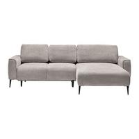 Rohová sedačka CUSTOM, pravá, světle šedá žinylka - černá/světle šedá, Moderní, kov/textil (255/164cm) - Mömax