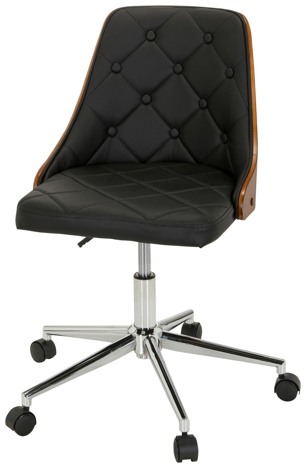 Drehstuhl Cenca Schwarz/Teakfarben - Schwarz/Teakfarben, MODERN, Holz/Kunststoff (68/83cm) - MID.YOU