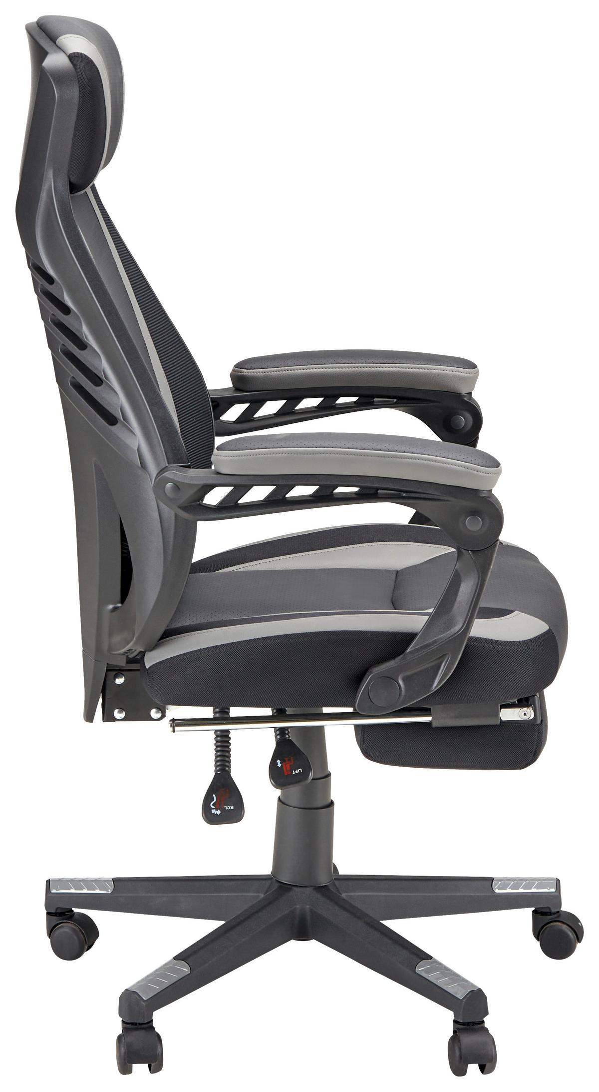 Kancelárske kreslo CLIO - čierna/sivá, Modern, kov/textil (64/110-117-5/60,5cm) - Mömax