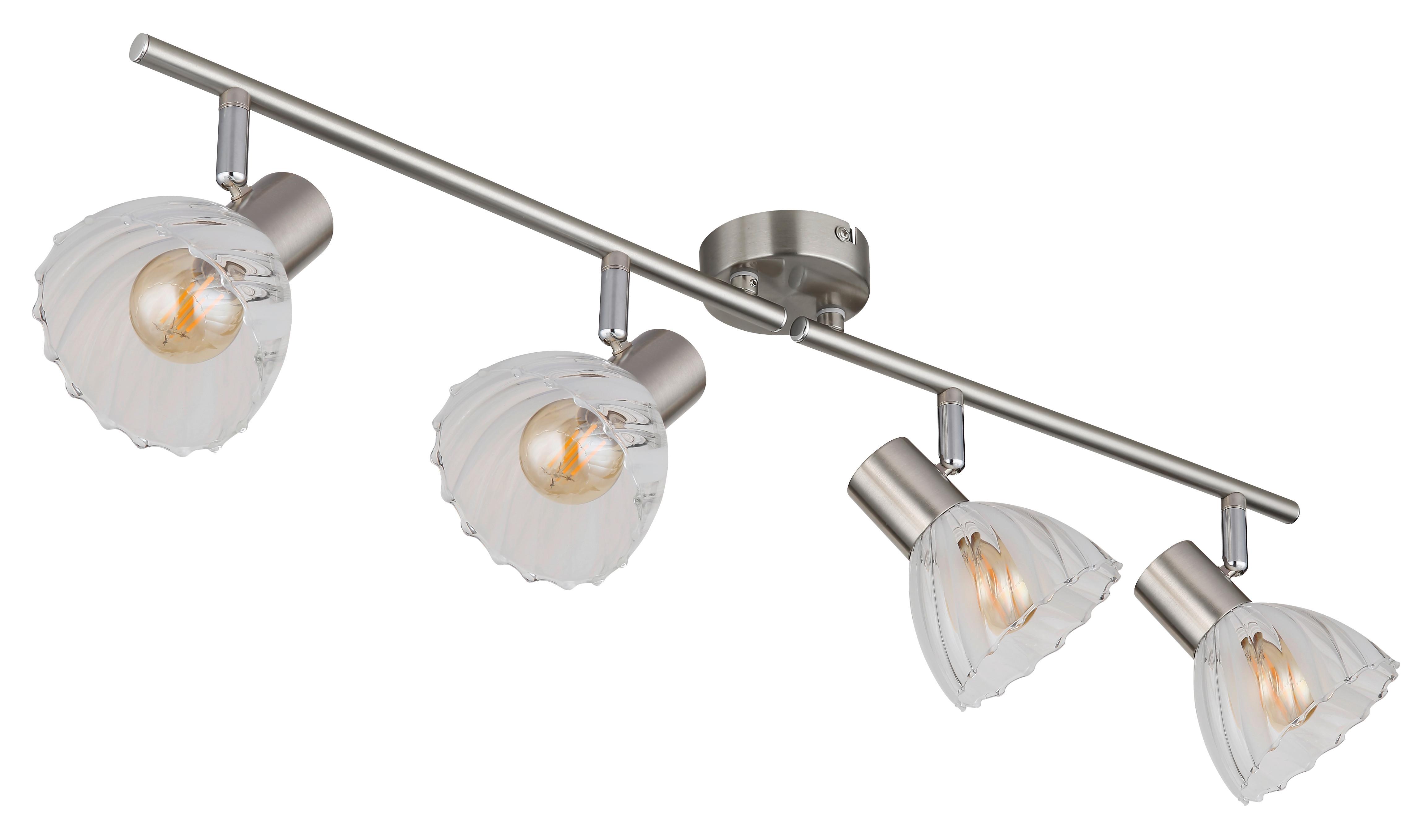 Strahler Zachery Nickelfarben L: 70 cm - Nickelfarben, KONVENTIONELL, Glas/Metall (70/13/19cm) - Globo